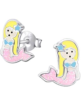 Laimons Kids Kinder-Ohrstecker Kinderschmuck Meerjungfrau mit Glitzer Sterling Silber 925