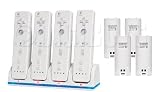 4 x baterías recargables 4 x Dock cargador bateria Quad para controladores mando Wii + 4 2 Packs baterias UK