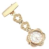 Ellemka JCM-5371 – Noble Schwesternuhr Clip zum Anstecken FOB Kittel Krankenschwester Pflege-r Quarz Puls-Uhr Tasche-n Hänge-Band Ansteck-Nadel Kristalle Fashion Trend Art Design Farbe Rose Gold