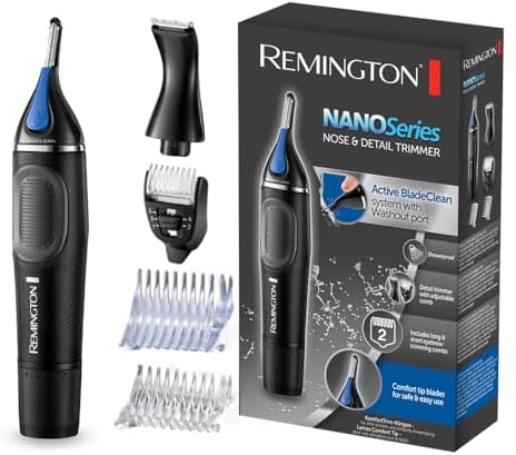 Remington Taglia peli Naso, Orecchie professionale Indolore, rifinitore per peli del naso, orecchie, sopracciglia, regolabarba, incl. 2 pettini di fissaggio, rifinitore per dettagli 1-5 mm, NE3870