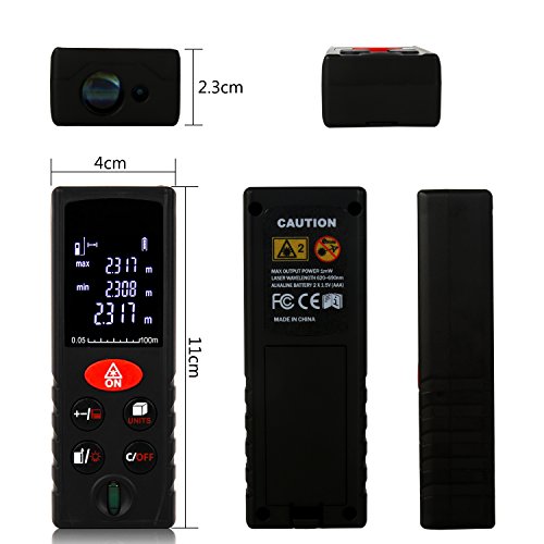 Uvistar Professional Laser Entfernungsmesser 100M Distanzmessgerät Abstandsmesser Distanzmesser, LCD Hintergrundbeleuchtung, Hohe Präzision, mit Batterie - 3