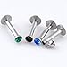 JOVIVI® 10pcs 16G Stainless Steel Mixe-color Czech Crystal Gem Labret Monroe Lip Ring Internal Thread