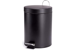MSV 3L Pattumiera Rotonda a Pedale con Secchiello Estraibile, Cestino della Spazzatura con Bidoncino per i Rifiuti di Bagno, Cucina e Ufficio - Nero