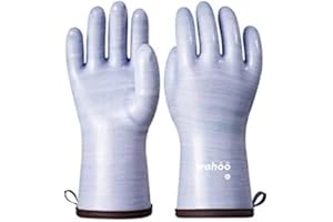 LANON PROTECTION wahoo Liquid Silicone Oven gloves, silicone heat resistant gloves, Food Grade, Waterproof, Non Slip, BBQ, Baking, Cooking Mitts, XL/10
