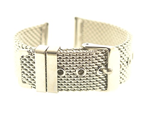 24mm Mesharmband Edelstahlarmband Uhrband Milanaise mit Dornschliee Silber - Bandanschlag E103 24mm Mesharmband Edelstahlarmband Uhrband Milanaise mit Dornschliee Silber - Bandanschlag E103