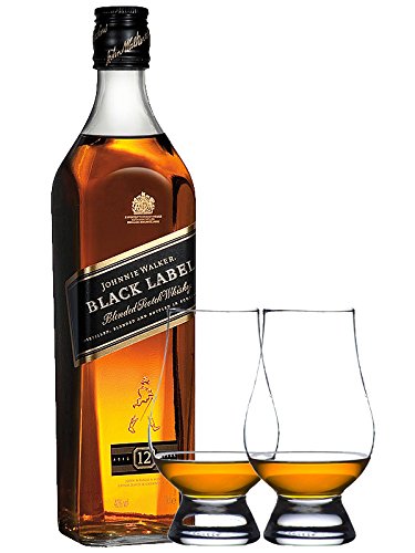 Preisvergleich Produktbild Johnnie Walker 12 Jahre Black Label 0,7 Liter + 2 Glencairn Gläser
