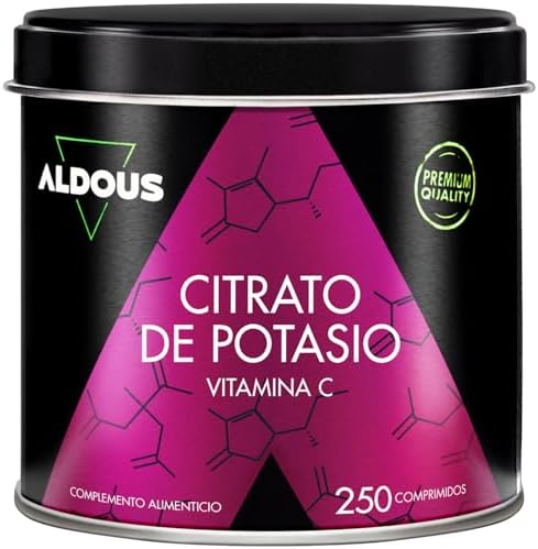 Potassio Citrato 3705 mg - 250 Compresse - 1000mg Potassio Elementare Alto Dosaggio - Potassio Integratore per Adulti - Muscoli, Stanchezza e Pressione Sanguigna, Sistema Nervoso - ALDOUS