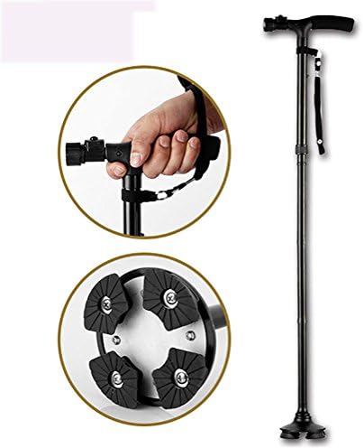 RUIRUI LED Folding Walking Cane with Carrying Bag for Old Gentleman or Lady Aluminum Alloy Foldable Cane