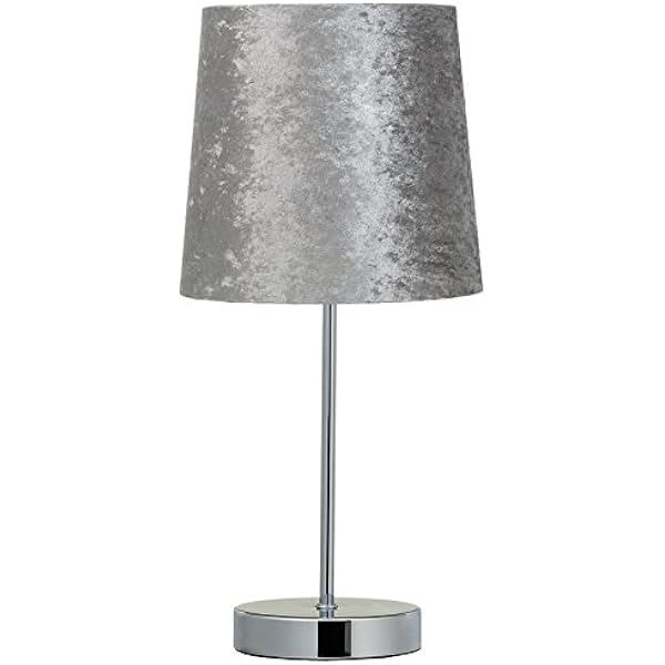 silver crushed velvet table lamp