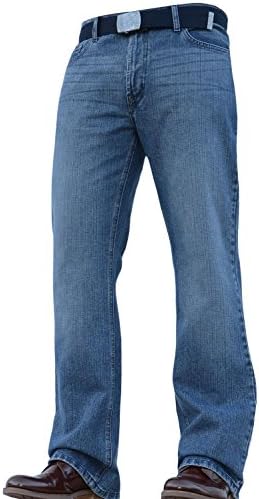 FB JEANS BNWT New Mens Designer Bootcut Flared Wide Leg Heavy Denim Jeans Pants All Waists and Sizes Dark Blue 42W X 32L