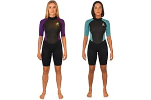Matai Women's 3mm Neoprene Shortie Wetsuit, Mulberry Color, Back Zip, Perfect for Scuba Diving, Snorkeling, Wild Swimming, Stand Up Paddleboarding, Multisport Wetsuit for Ladies