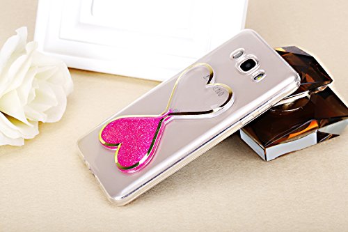 Galaxy J5 2016 Hülle,ikasus® Crystal Clear Flüssig Hülle Schutz Handy Case Hülle für Samsung Galaxy J5 (2016) J510F (5,2 Zoll) Transparent Durchsichtige Handytasche Glitter Glänzend Bling Glitzer Flowing Liquid Floating Hourglasses Liebe Herz Fließen Flüssig Flüssigkeit Handyhülle Handy Hülle Case Tasche Crystal Case Durchsichtig Schutzhülle Etui Bumper Schale Etui Protective Case Cover – Crystal Flüssigkeit Schutzhülle Cover in Liebe Herz Sanduhr Hot Pink - 2