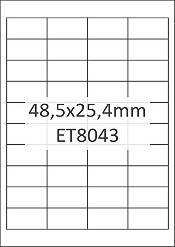 Bits   Paper et8043l universal de etiquetas  48 5  x 25 4  mm  4000  etiquetas  papel mate  A4  100  etiquetas blancas