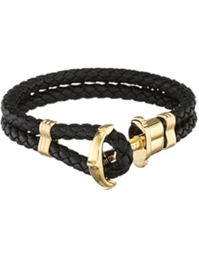 Paul Hewitt Unisex-Armbänd Edelstahl teilvergoldet Leder-PH-PH-L-G-B-M