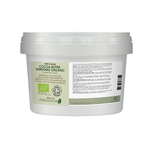 Naissance Unrefined Cocoa Butter 500g Certified Organic 100% Pure