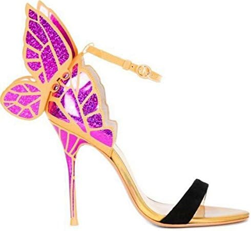 HYLM exquisite ladies sandals High-end premium grade Butterfly wings high heels wedding dress shoes party shoes , 42 , rose red