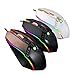 Produktbild DZCP X31 verdrahtete optische USB-Spielratte, 2400DPI-Anpassung, Cooler Regenbogen-RGB-Atmungs-Streamer-Pferderennen LED-Licht für Spiele und Büro, Schwarz/Weiß