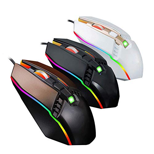 Preisvergleich Produktbild DZCP X31 verdrahtete optische USB-Spielratte, 2400DPI-Anpassung, Cooler Regenbogen-RGB-Atmungs-Streamer-Pferd... LED-Licht für Spiele und Büro, Schwarz / Weiß