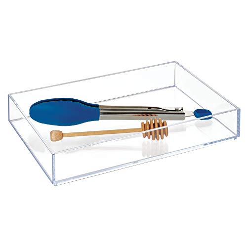 iDesign range couvert, extra-grand casier rangement plastique, rangement tiroir pour couverts et divers ustensiles, transparent