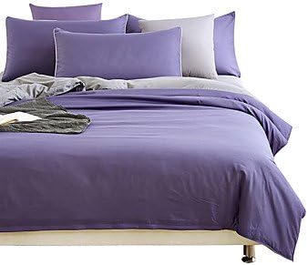 zhENfu Wonderful Lavender and Grey Bedding Sets 4PCS for Twin Full Queen King Size from China Contian 1 Duvet Cover 1 Flatsheet 2 Pillowcases,King,Lavender