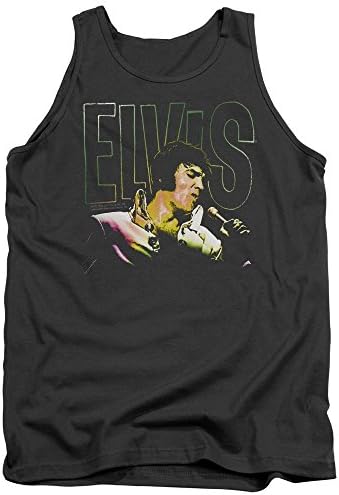 Elvis Multicolored Mens Tank Top (Charcoal, Large)