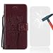 Produktbild Huawei Mate 9 Hülle, Conber Lederhülle Handyhülle mit [Frei Schutzfolie], PU Tasche Leder Flip Case Cover Vintage Emboss Katze und Baum Schutzhülle für Huawei Mate 9 - Braun