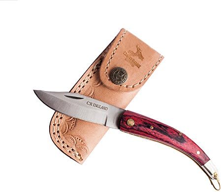 Hand Made Folding Knife With Leather Pouch