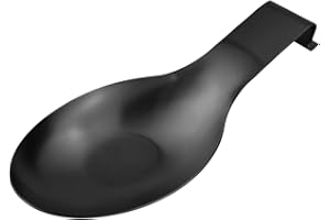 LAMXD Repose Cuillère en Noir Mat, Porte Cuillère en Acier Inoxydable pour Cuisinière, Porte Stensiles De Cuisine pour Louches, Pinces, Spatule, Porte-cuillère pour Cuisinière (1PC-9,5 Pouces)