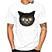 Produktbild Elecenty Herren Katzen-Druck T-shirt ,Sommerhemd Haushemd Polo Hemd Mode Kurzarm Hemden Pullover Freizeithemd Solide Bluse Trachtenhemd Männer Sommerbluse Tops Blusen Herrenhemd (L, Weiß)