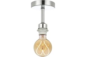 Gokoly Polished Silver Ceiling Light Fitting, Chrome Plated Ceiling Pendant Light Fitting for Industrial Style Light Bulbs Suitable for Lamp Shades with E27 Lamp Holder