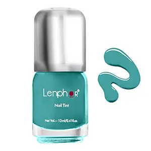 Lenphor Blue Nail Paint, Glossy and Shiny Nail Paint, Nail Polish Color, Long Lasting, Fade Resistant, Quick Dry, Smooth Finish Nail Tint for Women and Girls, Baby Blue 12, Blue, Gel Finish, 12 ml