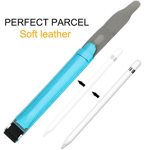Apple Pencil hülle halter, SOCU Premium-PU Leder Bleistift Taschen Sleeve abnehmbare Beutel-Abdeckung für Apple-Bleistift für iPad Pro 9.7, 12.9 Zoll azurblau - 4