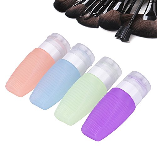 Schönes Leben* 4er Set Silikon Reiseflaschen mit Waschbrett Funktion Travel Bottles Leerflaschen für Shampoo, Creme, Spülung, Körperpflege - 4
