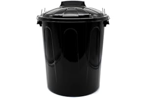 CABLEPELADO Cubo de Basura con tapa, Cubo basura Industrial, Cubo basura Plástico con asas metálicas, Contenedor residuos, 40 cm alto x 33 cm Diámetro superior, Capacidad 21 Litros, Negro