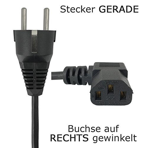 Toshino - Netzkabel, Schutzkontakt,Kaltgerätestecker (300cm, Gerade auf Winkel rechts)