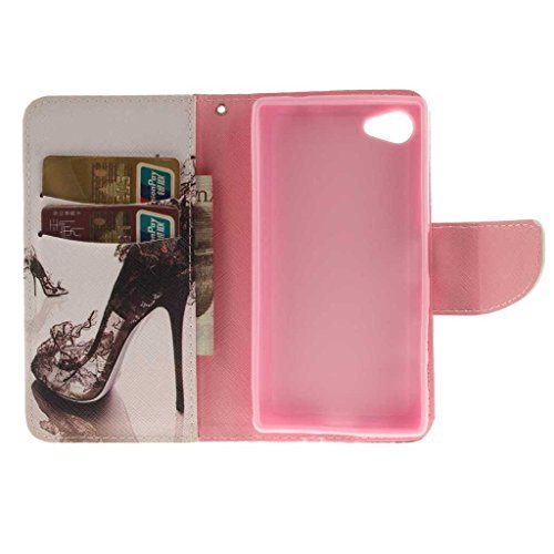 Sony Xperia Z5 Compact (Mini) Hülle, BoxTii® Schutzhülle + Frei Hartglas Displayschutzfolie, PU Leder Hülle mit Kartenfächern Magnetverschluss und Ständer Funktion für Sony Xperia Z5 Compact (Mini), Kratzfeste Weiche Lederhülle Flip Wallet Ledertasche Wickelfalz Handyhülle mit Silikon Rückschale Case Cover für Sony Xperia Z5 Compact (Mini) (#2 High heels) - 3