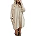 Produktbild Winterkleider Kleid CLOOM Oversized Strickpullover Sweatkleid Minikleid Strickkleider Langarm Mode Stricksweat Damen Lose Sweatkleid Kurze Dünnes Kleid Baggy Sweatshirt Lange Streetwear (Beige, XL)