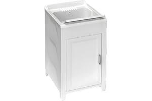 Buystar Mobile Lavandino in Resina Forabile per Rubinetto - da Esterno, Interno, Vasca, Garage, a Mano, Lavapanni, Lavanderia, Resistente agli Acidi - Made in Italy Bianco (1 Sportello 45x50x85h cm)
