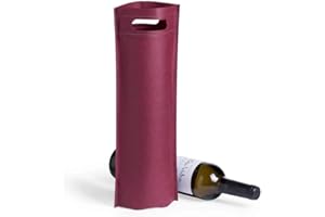 VINAK - 10 Sacchetti per Bottiglie di Vino - Champagne in Materiale Non Tessuto Termosaldato ad Alta Resistenza con Manico | Sacchetti regalo, matrimonio, battesimo, compleanno (B - Bordeaux, 10)