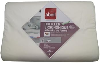 Abeil 15000000654 Oreiller Ergonomique M&eacute;moire de Forme Antibact&eacute;rien Coton Blanc 60 x 42 cm