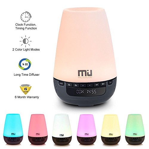 MIU COLOR® ätherische Oil Ultraschall-Diffuser mit digitalem Wecker, 300ml Luftbefeuter mit 5 LED Farbwechsel und 2 Modelle (warmes, weißes) , 8 Stunden Dauer