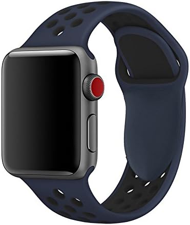 YOUKESI Apple Watch Strap 38mm/42mm,Soft Silicone Band Replacement Wrist Strap For Apple Watch Sport Series 3 Series 2 Series 1 (38mm Obsidian/Black)