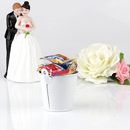 Aytai Set mit 12 kleinen Metall-Eimern, Mini-Eimer für Süßigkeiten, Boxen, für Hochzeitsparty-Geschenke, Souvenirs, Blecheimer, metall, weiß, 6cm/2.4inch（Diameter）, 5.5cm/2.2inch（ Height） - 5