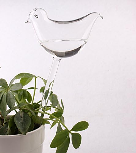 Dulinlan Set of 4 Bird Shape plant Self Watering for Small Plant Aqua Globes Plant Automatic Watering Bulbs Hand Blown Clear Glass