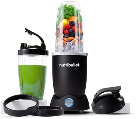 Nutribullet Pro 1200, Frullatore Elettrico, Tritatutto, Frullatore Smoothie, Frullatore Tritatutto Multifunzione, 1200w di potenza, bicchieri da 700ml e 900ml, nero, NB120MB