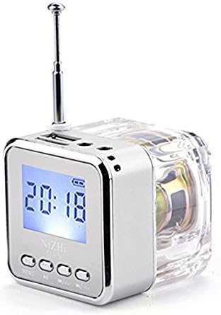 MOKE Portable Mini Speaker LCD Display USB Music MP3/4 Player Micro SD TF USB Disk FM Radio (Silver)