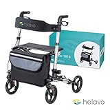 HELAVO folding walker with 4 wheels and seat - lightweight rollator walking frame
