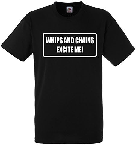 Whips And Chains Excite Me T Shirt XXXL Black Tee With White Print