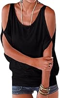 Imixcity Femme Chic Été Manches Ouvertes Lâche Chemisiers Batwing Haut Blouse T-Shirt avec Dos Shirt À Lacets