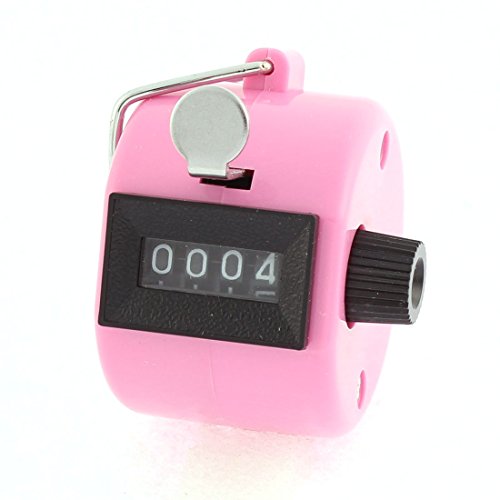 sourcingmap® Protable Rückstellbare 4 Digit Nummer Handzähler 45mm Durchmesser Rosa de